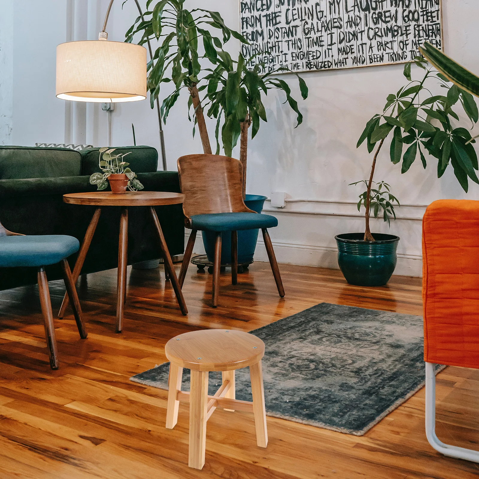 1 قطعة مقعد الخيزران البني منخفضة الارتفاع عدم الانزلاق تغيير الأحذية مسند القدم لغرفة المعيشة غرفة نوم الأثاث المنزلي