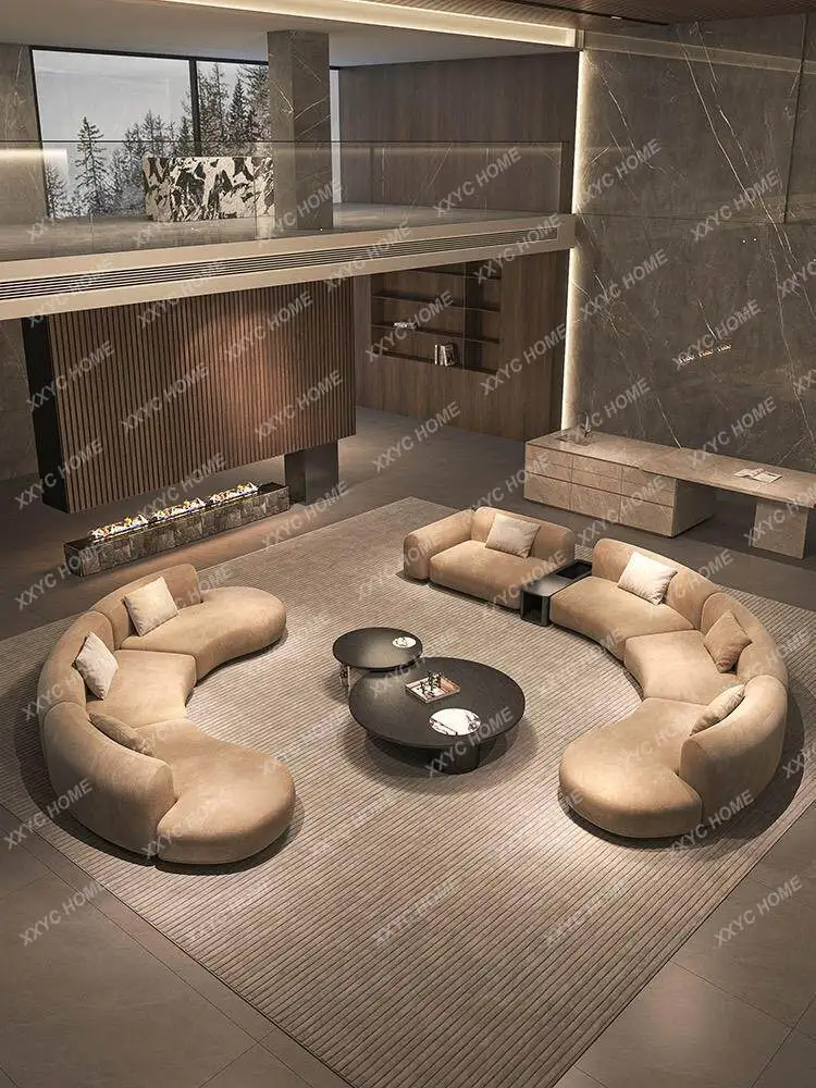 Minimalist large apartment curved semi-circular sofa popular hotel restaurant house front hall special-shaped reception