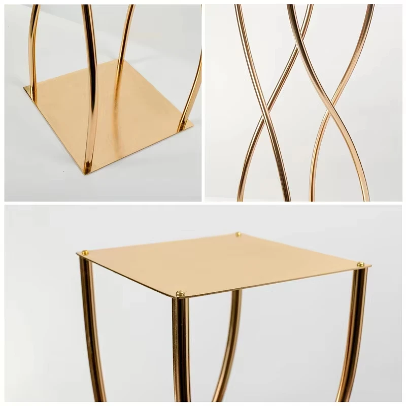 حامل زهور زفاف ذهبي أنيق مقاس 35 بوصة، حامل قطعة مركزية عتيقة لحفلات الزفاف، هدية الانتقال لمنزل جديد، ديكور منزلي #5