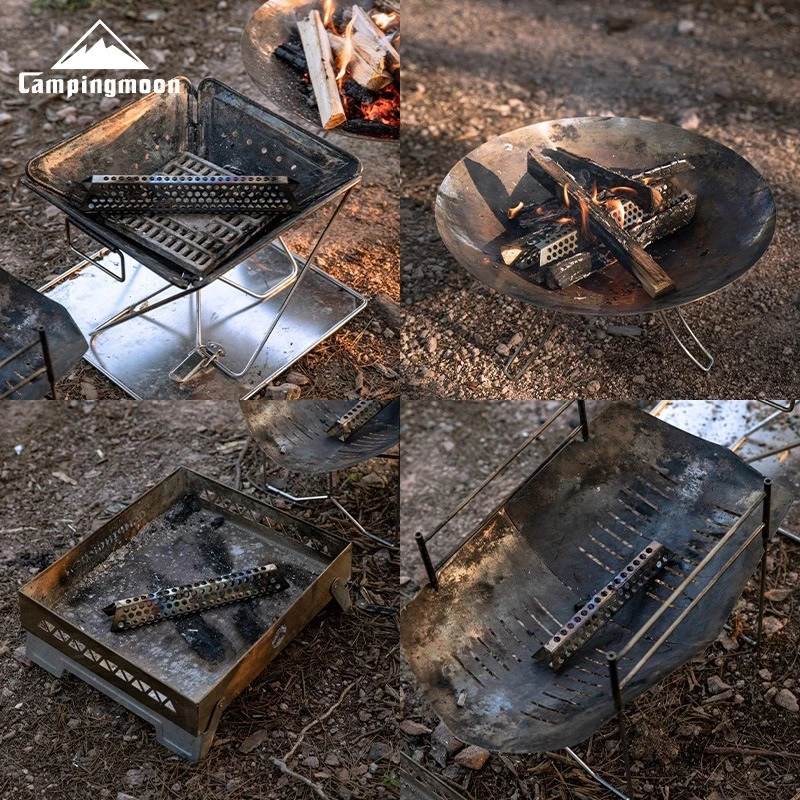 CAMPINGMOON جديد وصول A4-CS/A4-CM ثقب الهواء شواء اكسسوارات التخييم والعتاد قابلة لإعادة الاستخدام المعادن الحطب الفولاذ المقاوم للصدأ