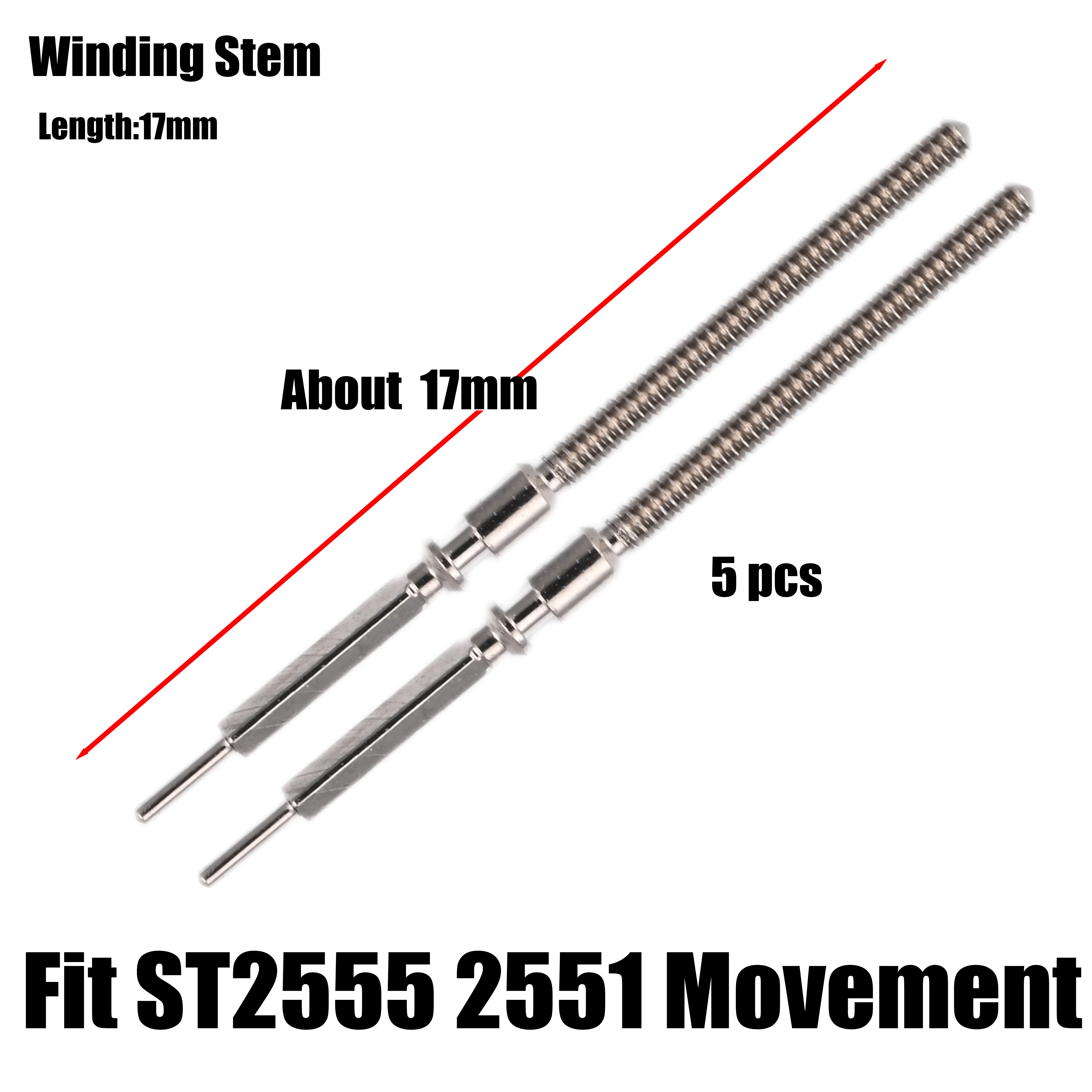 2/5pcs Watch Winding Stem Replacement Spare Parts Fit ST2551 Movement Repair Tool Accessories for ST2555 Movement Crown