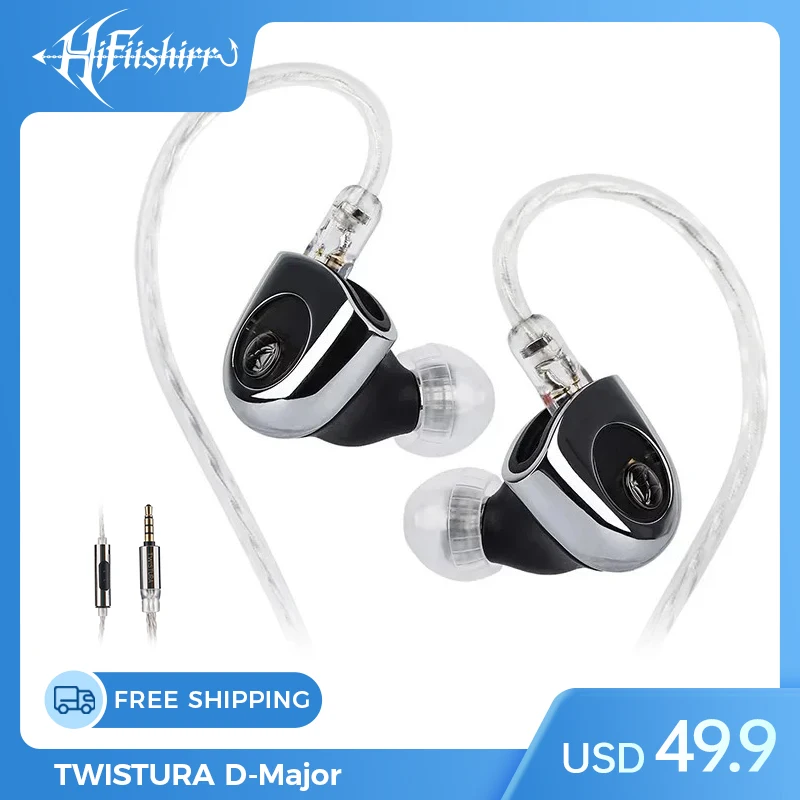 

TWISTURA D-Major Earphones 10mm Dual-Chamber Dual-Magnetic Dynamic Driver IEM HiFi In Ear Monitors with DAC Mic