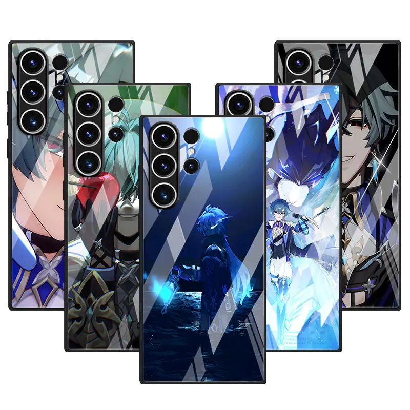 Tempered Glass Case for Samsung Galaxy S26 S24 S22 S23 S25 S20 FE S9 S10 S21 Ultra S8 Plus Phone Cover Genshin Impact Lohen