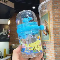 250ml Kids Funny Whale Water Spray Drinking Cup Cartoon Feeding Bottles With Straws Portable Children Cups Drinkware Cup Water