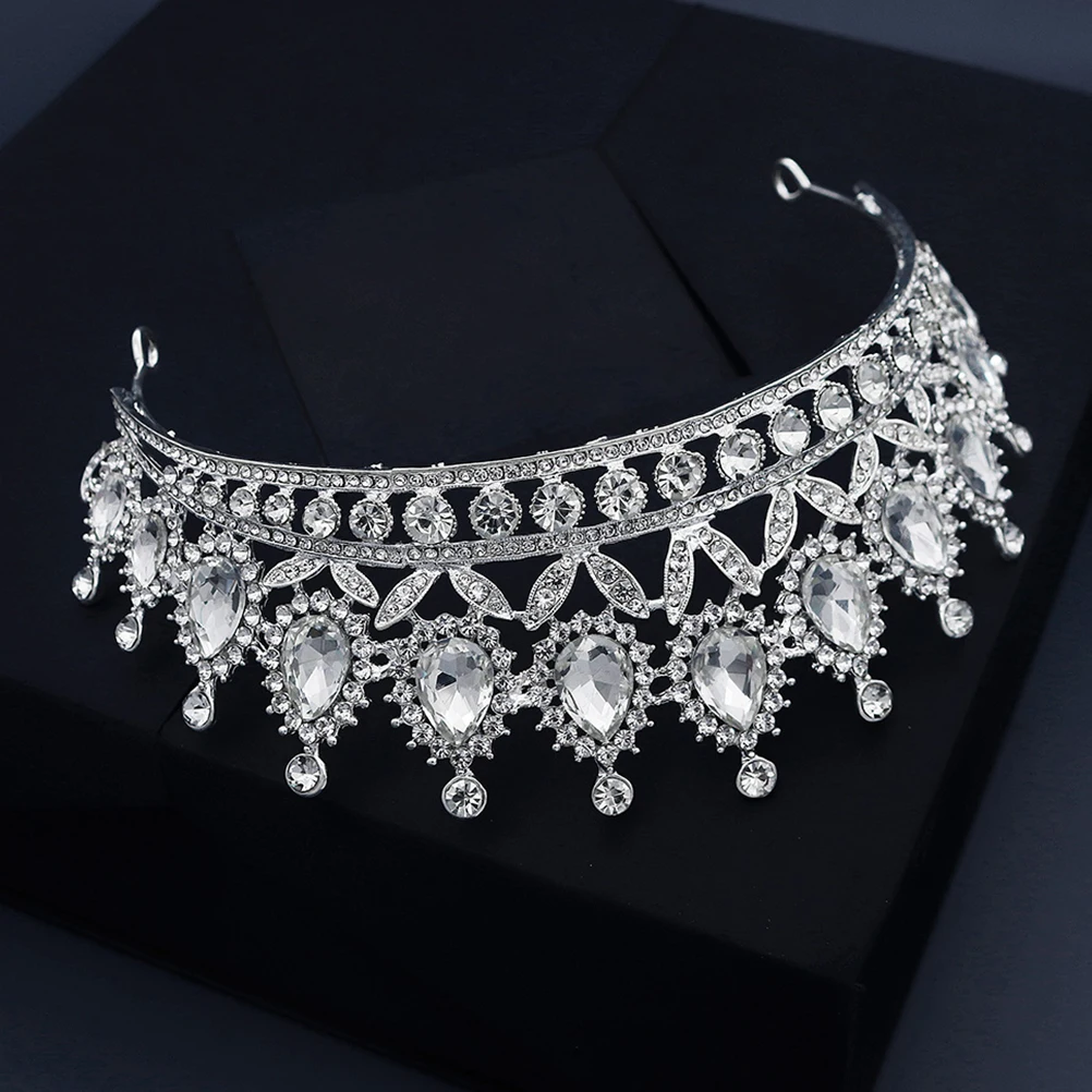 

Rhinestones Tiara Hair Accessories Wedding Party Retro Vintage Queen Headb Photoshoot Prop Women Tiara Headb Durable
