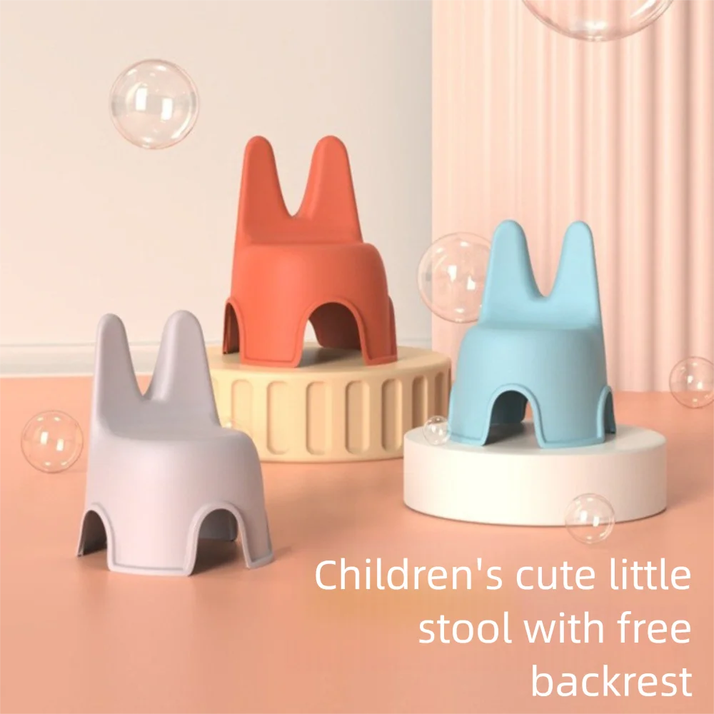 Creative Plastic Children's Chair Stable Rabbit Ears Dining Chair Anti-slip Thickened Back Chair Baby