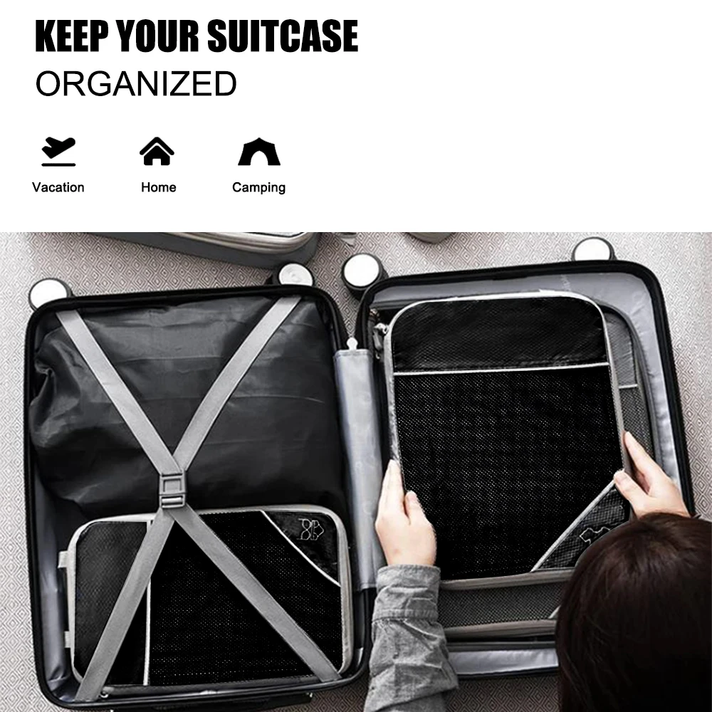 3/6 Pieces Travel Storage Organizer Set With Portable Lightweight Suitcase Bags Compressed Packing Cubes Shoe Bag Mesh Luggage