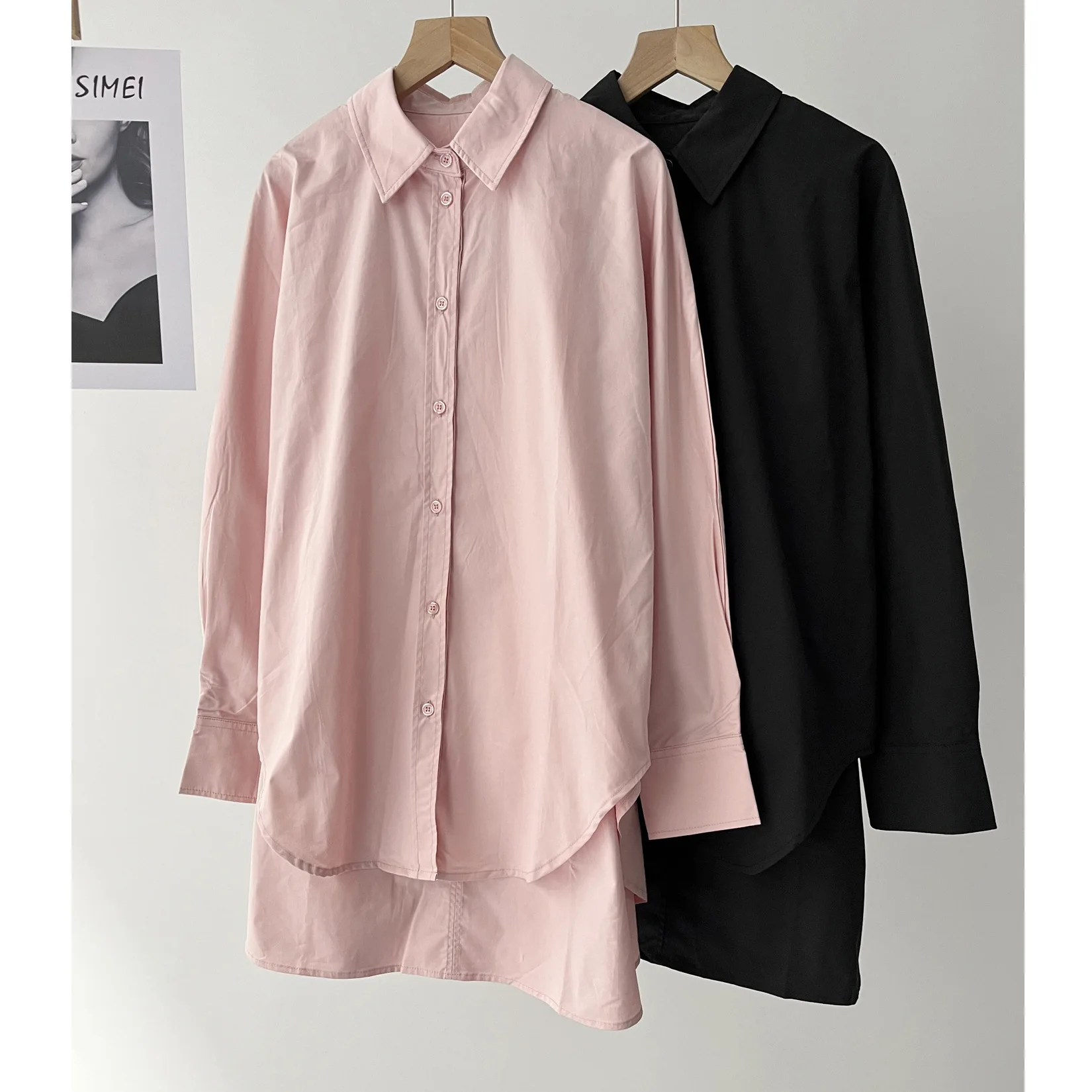 

Spring Women's Casual Layered Trumpet Shaped Shirt Dress Female Turn-down Collar Single Breasted Long Sleeved Dresses