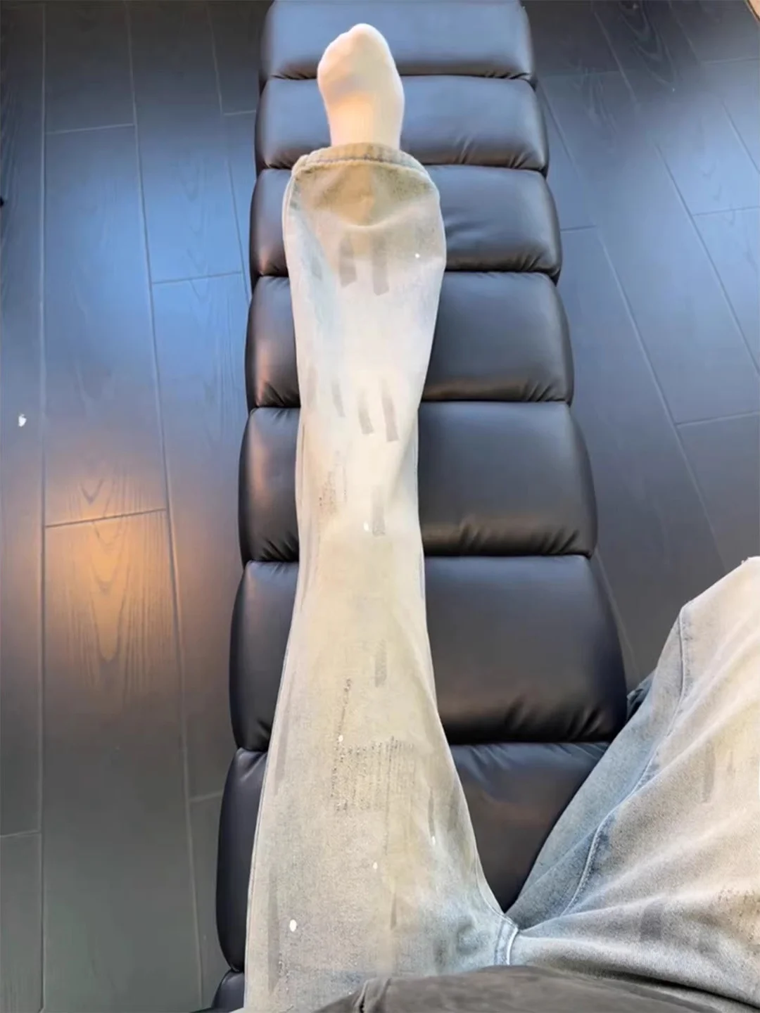 

Американские джинсы High Street Light Splaed из денима для мужчин, весна-лето 2026, новые модные прямые брюки для повседневной носки