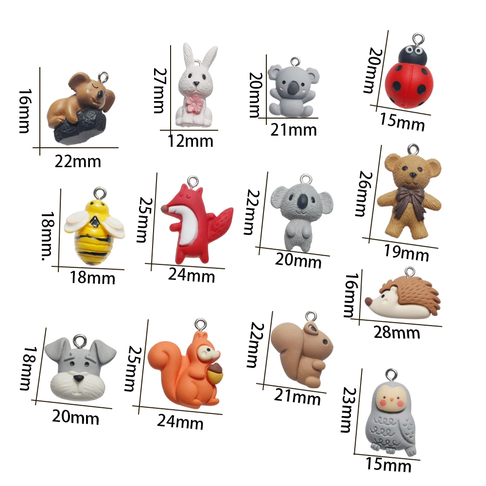 Koala Bear Owls Dogs Animals Charms Cute Kawaii Resin Pendant for Earring Necklace Keychain Jewelry Making Supplies Diy Findings