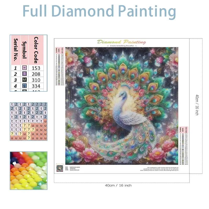 SDOYUNO Diy Diamond Painting Peacock Full Square Round Diamond Mosaic Flower Cross Stitch Diamond Art Animal Home Decoration