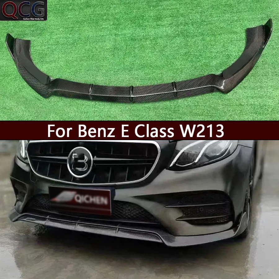 For Mercedes Benz E Class W213 sports Carbon Fiber Front lip Car Front Bumper Diffuser Chin Spoiler Car Accessories Body Kit