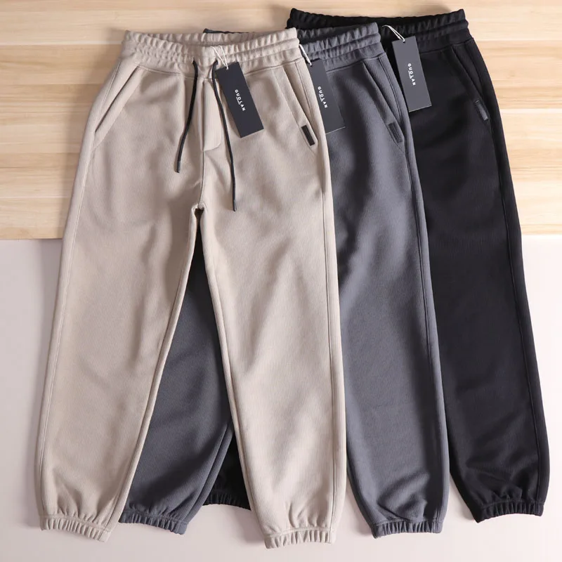 

Мужские модные повседневные удобные дышащие спортивные штаны с эластичной резинкой на талии, осенние прямые брюки из смеси хлопка и полиэстера