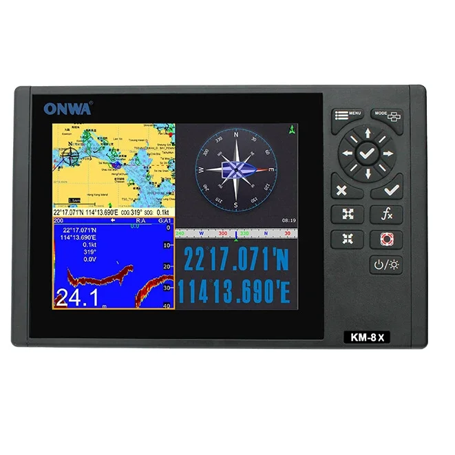 

ONWA KM-8X 5IN1 8-inch Marine Marine GPS Chart Plotter + Class B AIS Transponder + Fish Finder +marine Radar Function