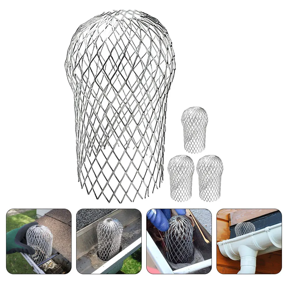 

4pcs Mesh Leaf Filter Metal Screen Rain Gutter Guard Outdoor Drain Cover Debris Protection Netting Foldable Easy Installation