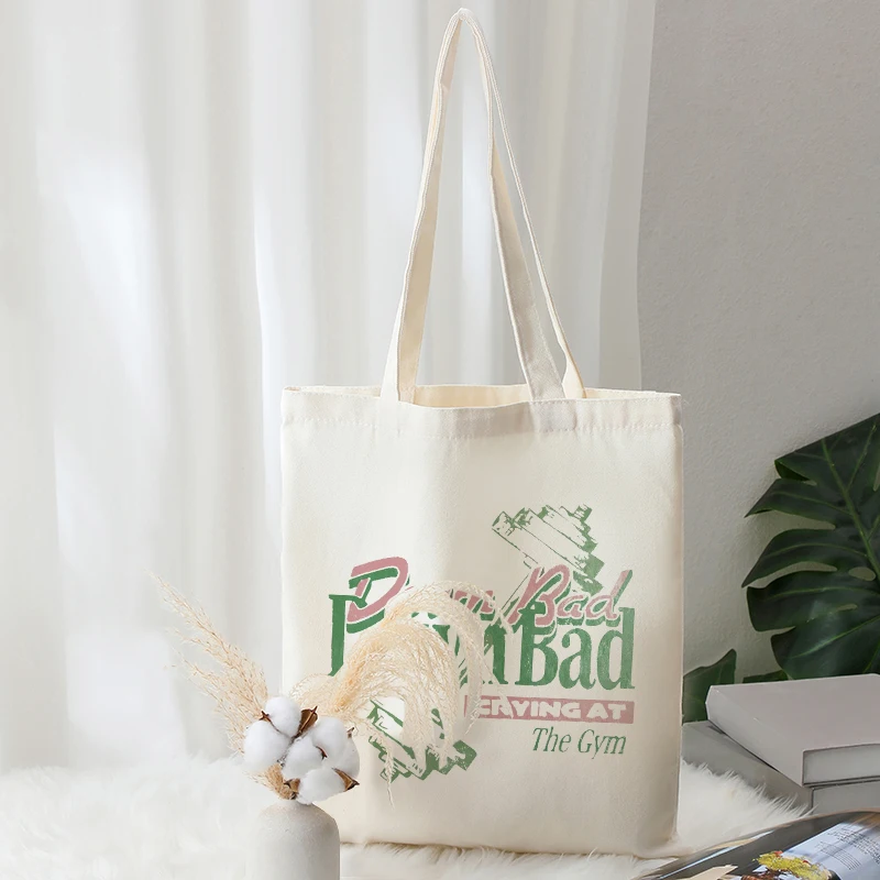 Bolsas de mano con patrón Down Bad Crying at the Gym, bolso de hombro plegable de lona para viajes, viaje diario, bolso de compras reutilizable para mujer