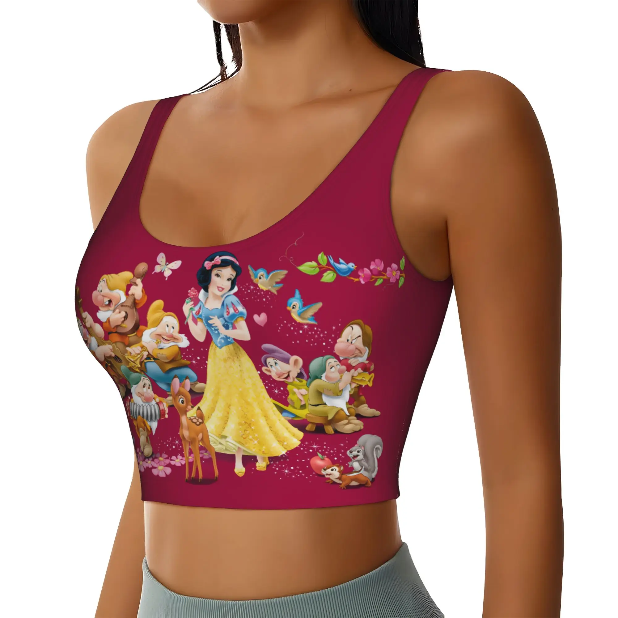 Custom Seven Dwarfs High Impact Sports Bras Women Anime Manga Seamless Workout Yoga Crop Tank Tops