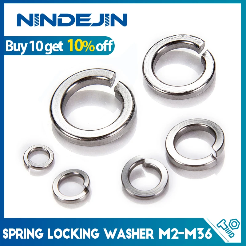 NINDEJIN 2-100szt podkładka zabezpieczająca sprężynę m2 m2.5 m3 m4 m5 m6 m8 m10 m12 m14 m16 m18 m20 m22 m24 m30 podkładka zabezpieczająca ze stali nierdzewnej