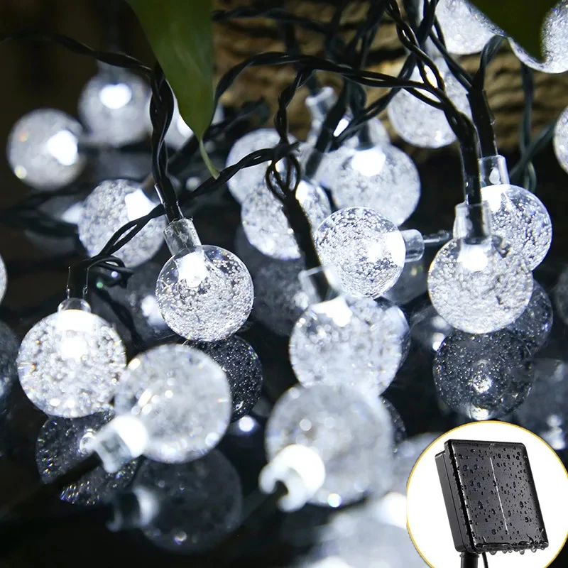 

5/6.5/9.5/12/22m LED Solar Crystal Ball Lights String Outdoor Waterproof Solar Lamp Christmas Wedding Party Decor Fairy Garland