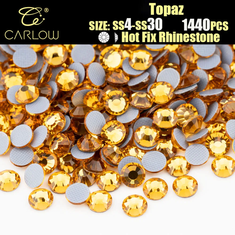 CARLOW SS4-SS30 Topaz Flat Back Hotfix Rhinestones AAAAA Glass Diamond Stones for Clothes Applique Hotfix-006