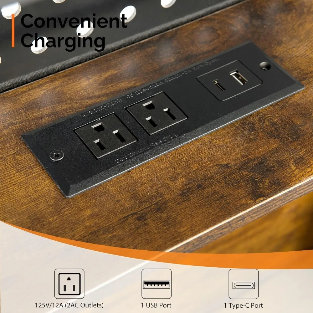 إطار سرير عائم بحجم كينج مع إضاءة LED ومحطة شحن، ولوح رأسي مخملي مع مساحة تخزين وتصميم مريح