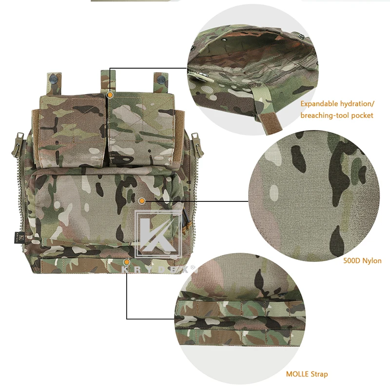 Imagem -02 - Krydex Pacote Tático Zip-on Painel Mochila para Cpc Ncpc Avs Jpc2.0 Vest Multicam Tático Airsoft Combat Gear Carrier Bag