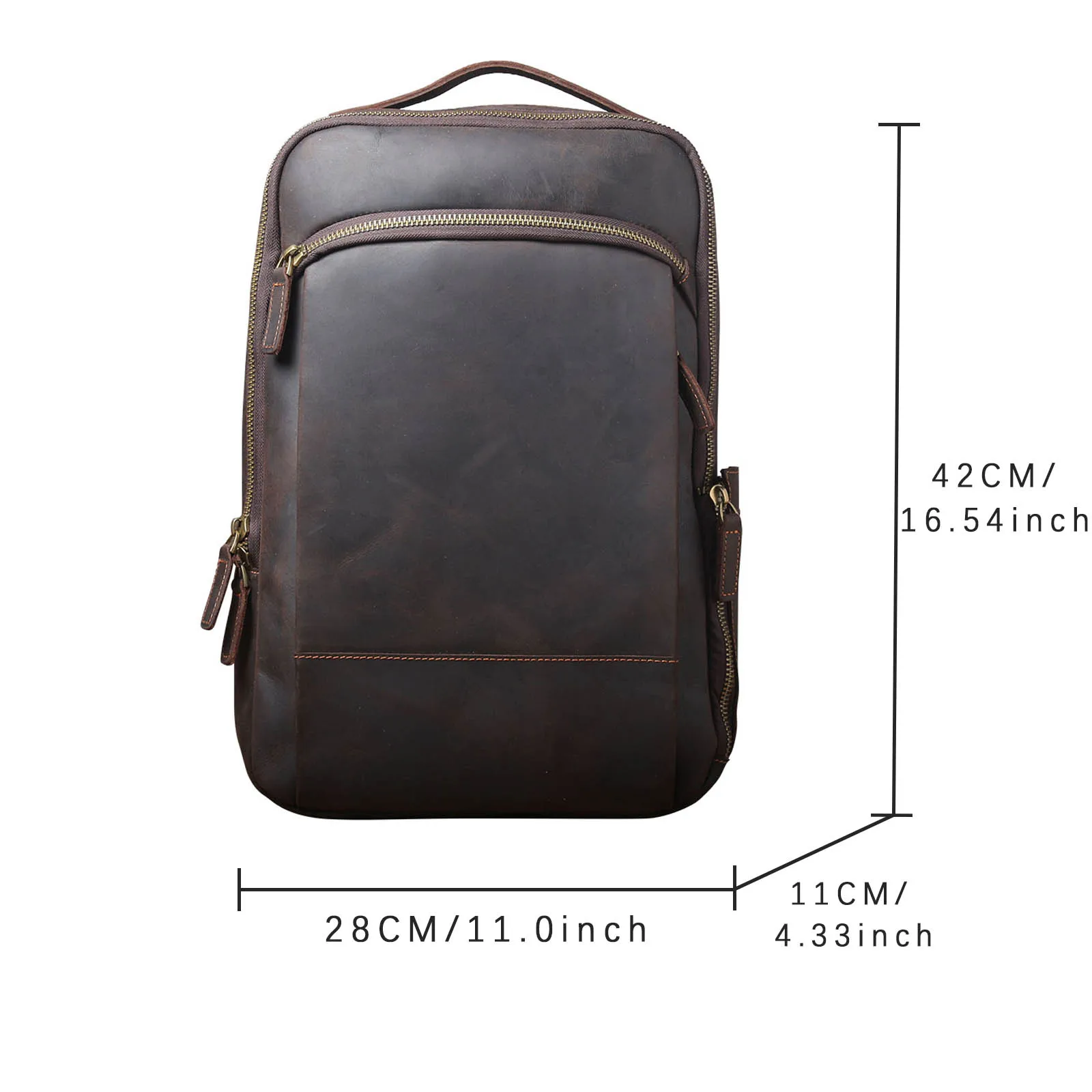 S.WORKER Vintage Echtleder Herrenrucksack 16" Laptop-Tasche Lässige Crazy-Horse-Leder Schultasche Handgefertigte Taschen für Männer – Detail 3