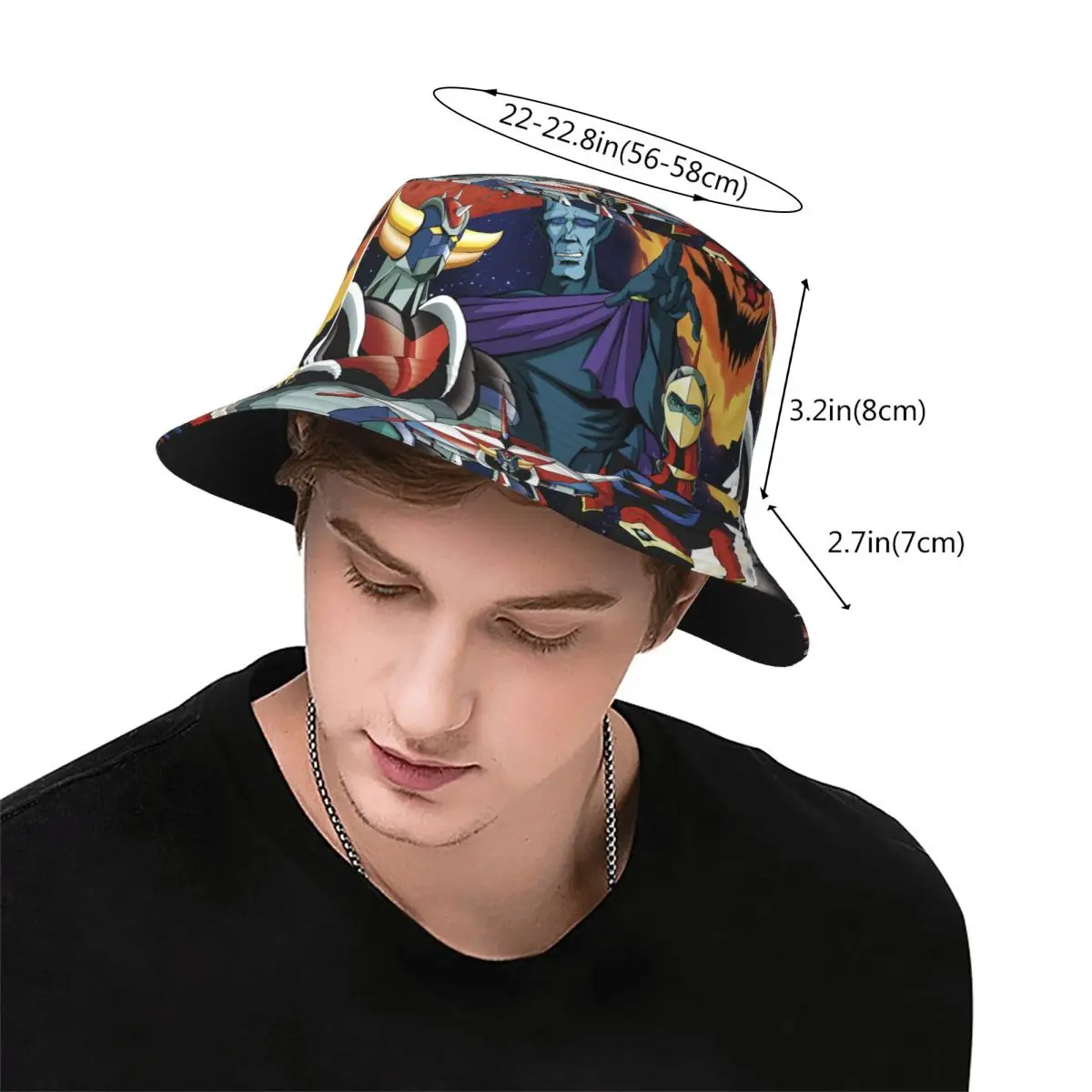 Mazinger Z Anime Goldorak Actarus Bucket Hats Vocation Getaway Headwear Merch UFO Robot Fishing Cap for Outdoor Girl Session Hat image 3