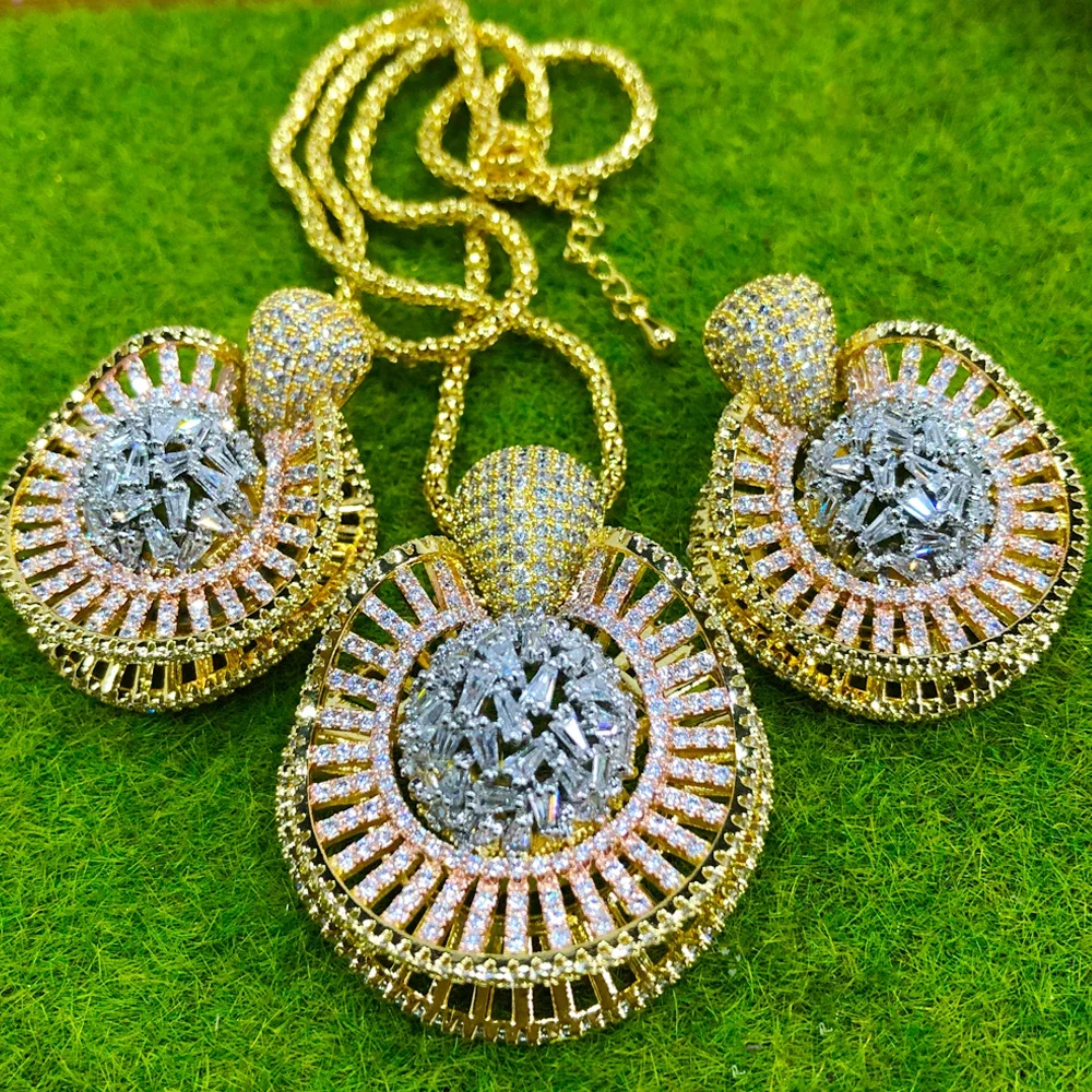 

Kellybola Original Luxury Necklace Earrings Jewelry Set Noble Shiny CZ Bridal Wedding Party Show High Quality Accessories