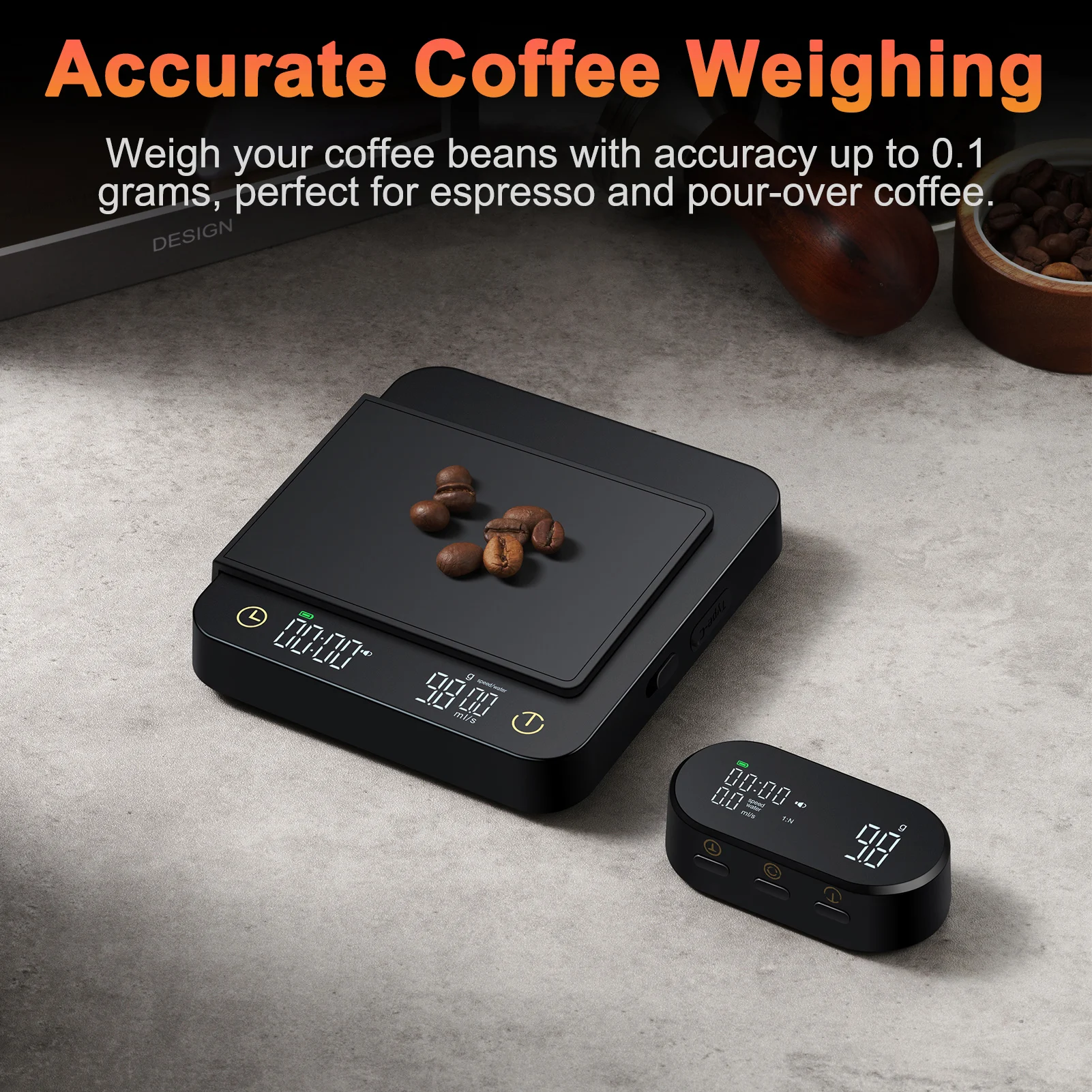 Digital Coffee Scale with Timer & Wireless Display - 3kg/0.1g Accurate Kitchen Scale for Espresso and Pour Over Coffee,