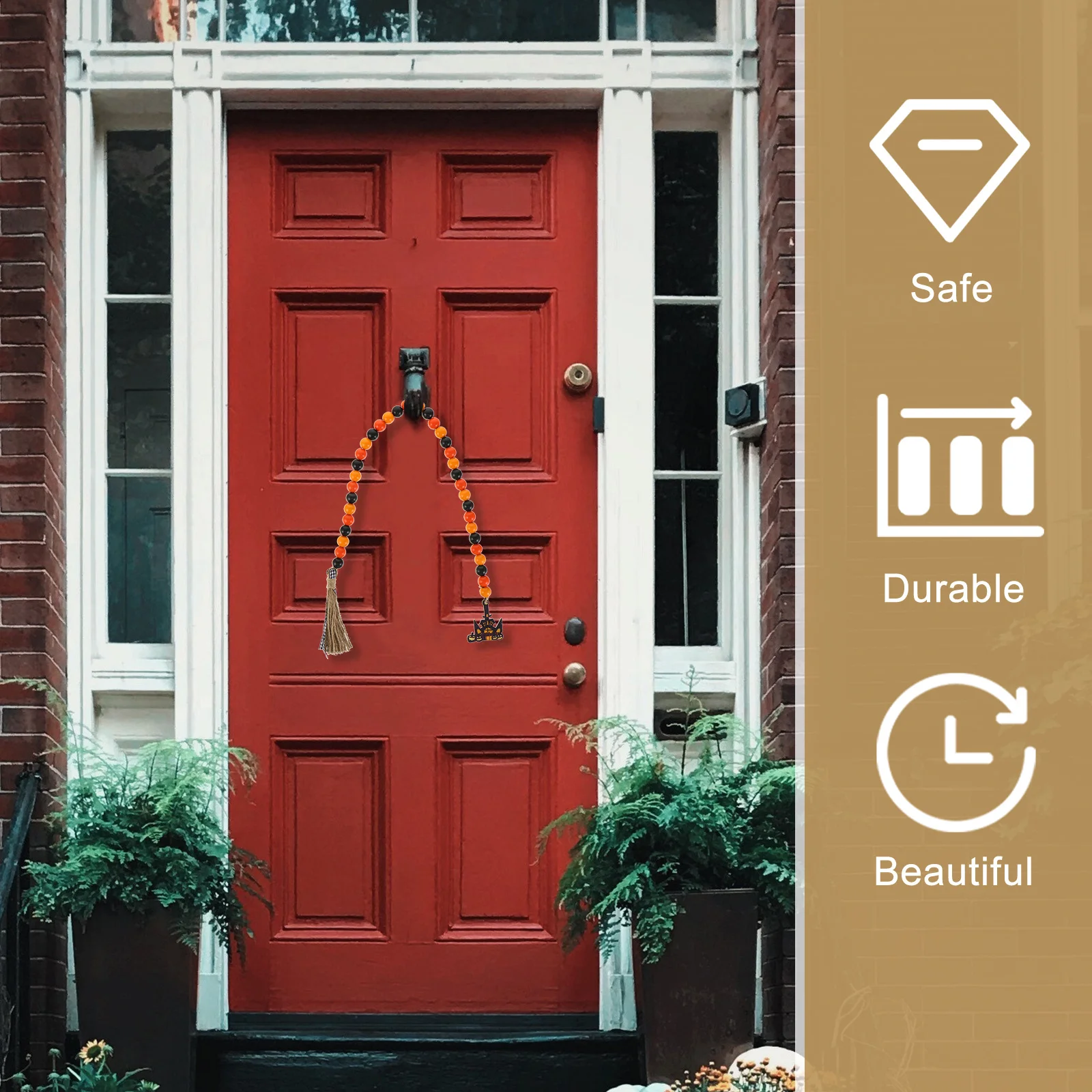 

1pc Halloween Wooden Bead Tassel Twine String Rural Style Hanging Ornament For Home Decor Party Decoration Halloween Pendant