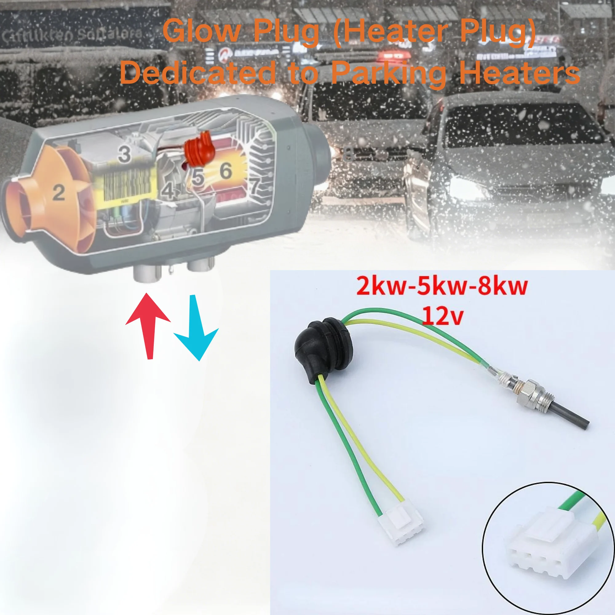 12V parking heater glow plug replacement accessories, diesel ignition plug spare parts compatible with 2000W, 5000W and 8000W di