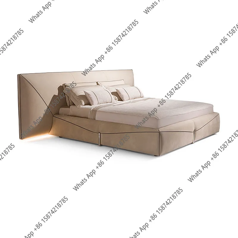Italian light luxury envelope double bed solid wood simple master bedroom second bedroom bed villa designer bed