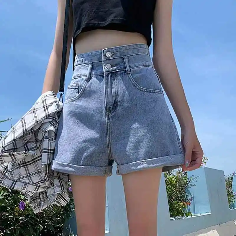 

Джинсовые брюки трапециевидной формы с высокой талией, женские летние широкие брюки с дырками, утягивающие свободные хлопковые повседневные модные брюки