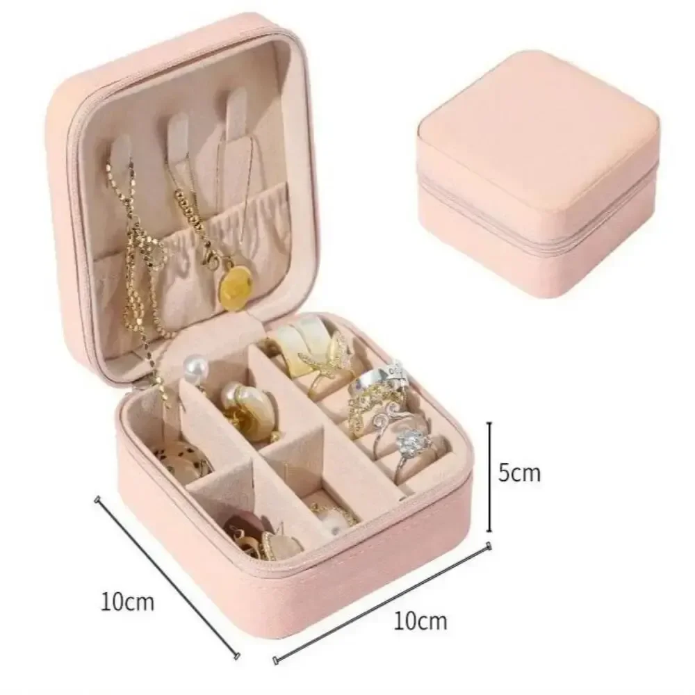 Mini-Schmuck-Aufbewahrungsbox, tragbar, für Zuhause, Reisen, Ohrringe, Halskette, Damen-Aufbewahrungsbox, Ring-Organizer, PU-Leder-Displ