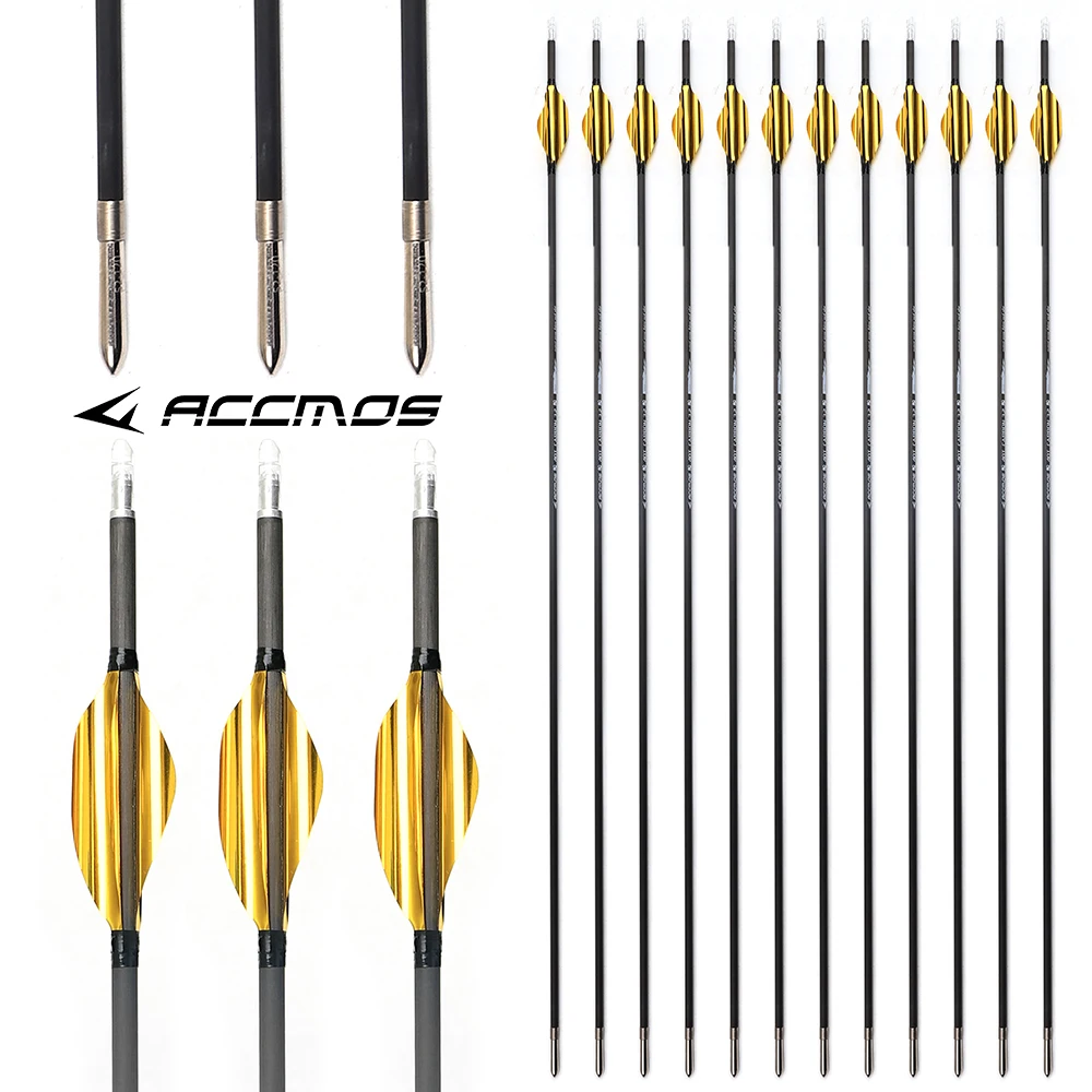 

6/12pcs Archery Spin Feathers Carbon Arrows ID3.2mm Spine 350/1000 for Recurve/Compound Bow Hunting Shooting