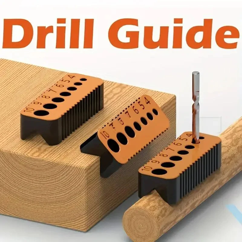 Precision Drill Guide Jig Locator, 4/5/6/7/8/9/10mm Hole Drill Block for Woodworking DIY Joint Drilling
