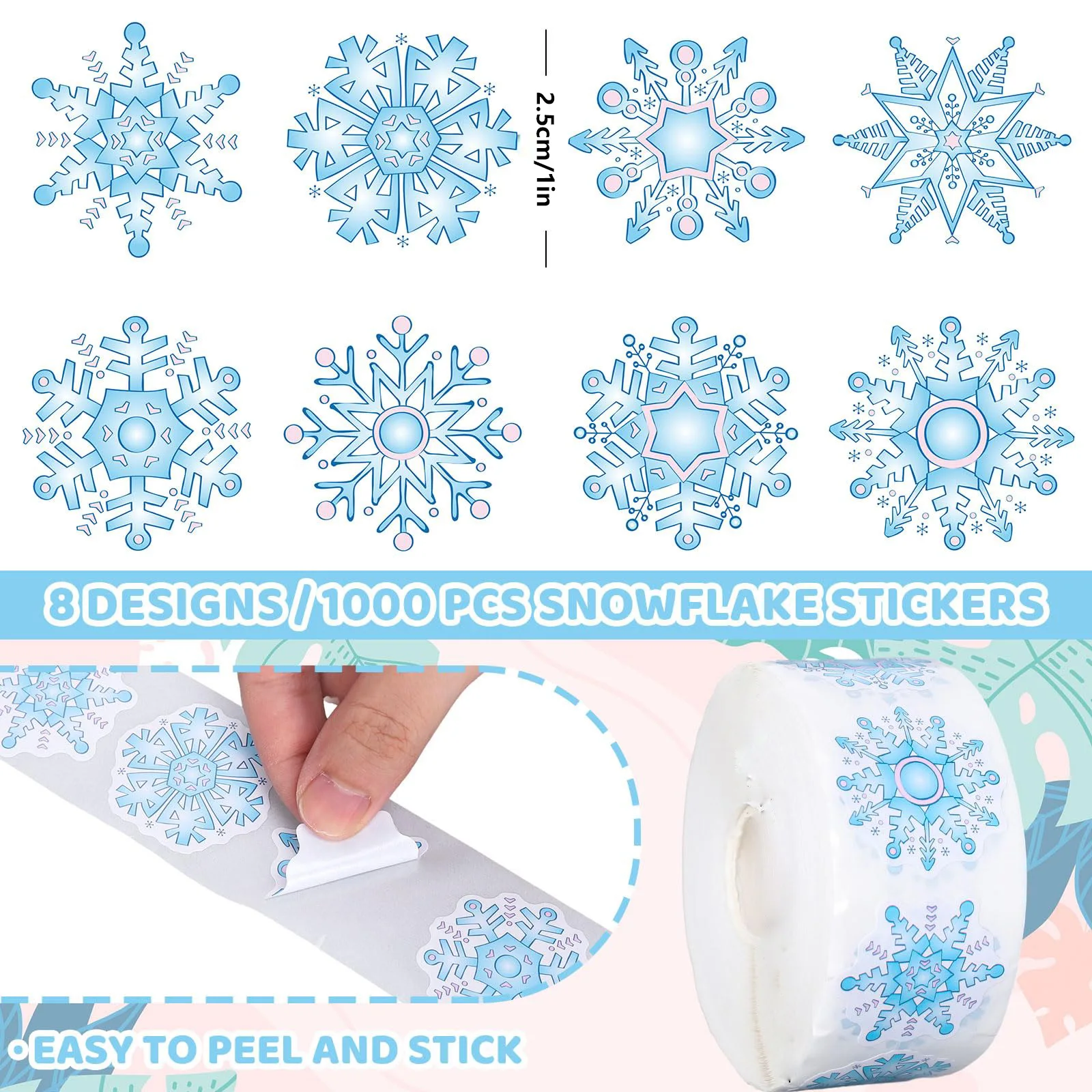 500pcs/roll Blue Snowflake Merry Christmas Sticker Gift Envelope Sealing Label Decoration Stationery Sticker 2.5cm