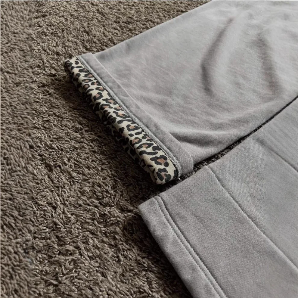 ヨーロッパとアメリカのレトロトレンド、ゆったりとしたカジュアルなパッチワーク、ヒョウ柄、ダブルウエスト、フェイクツーピーススポーツパンツ、ファッショナブルなY2K