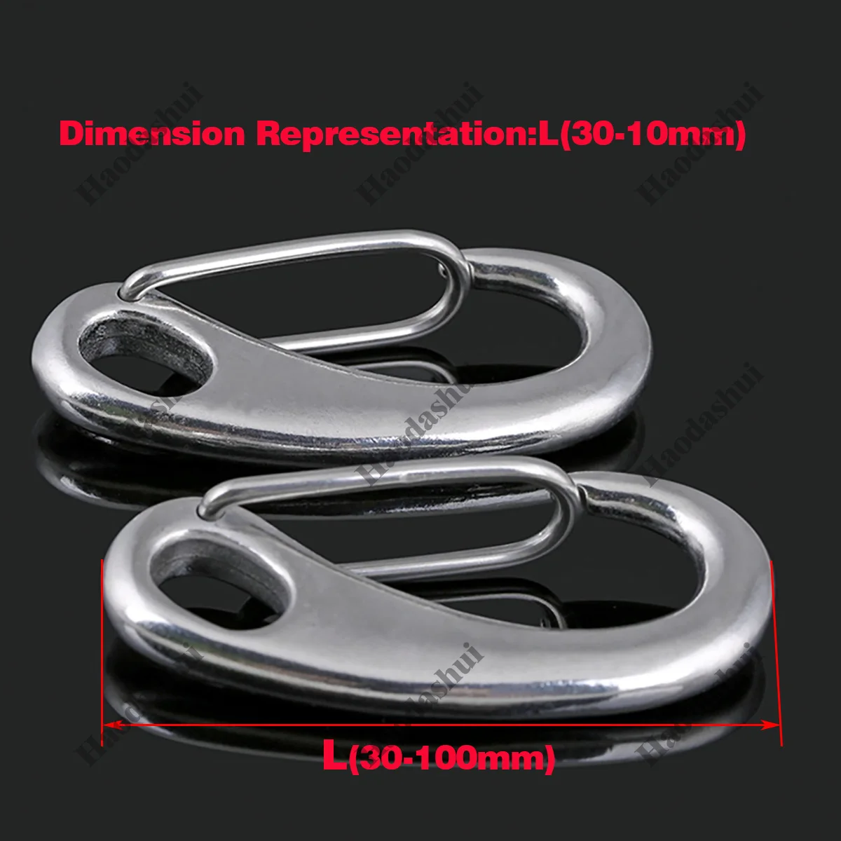 304 SS Egg-Shaped Spring Buckle, Wire Rope Quick Hook Shackle M30-M100