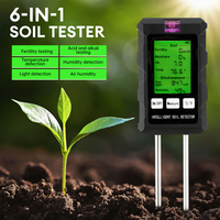 6 in 1 Soil PH Meter Sunlight Ambient Humidity Temp Soil Moisture Tester Nutrient Fertility Detector Garden Soli Analyzer