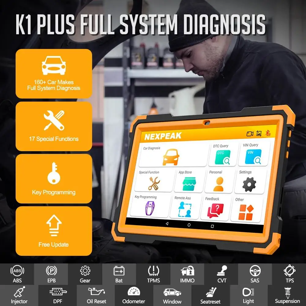 NEXPEAK K1 PLUS Car Diagnostic Tool OBD2 Scanner Code Reader Airbag ABS DPF Oil Reset OBD K1 PRO Upgraded Automotive Scanner