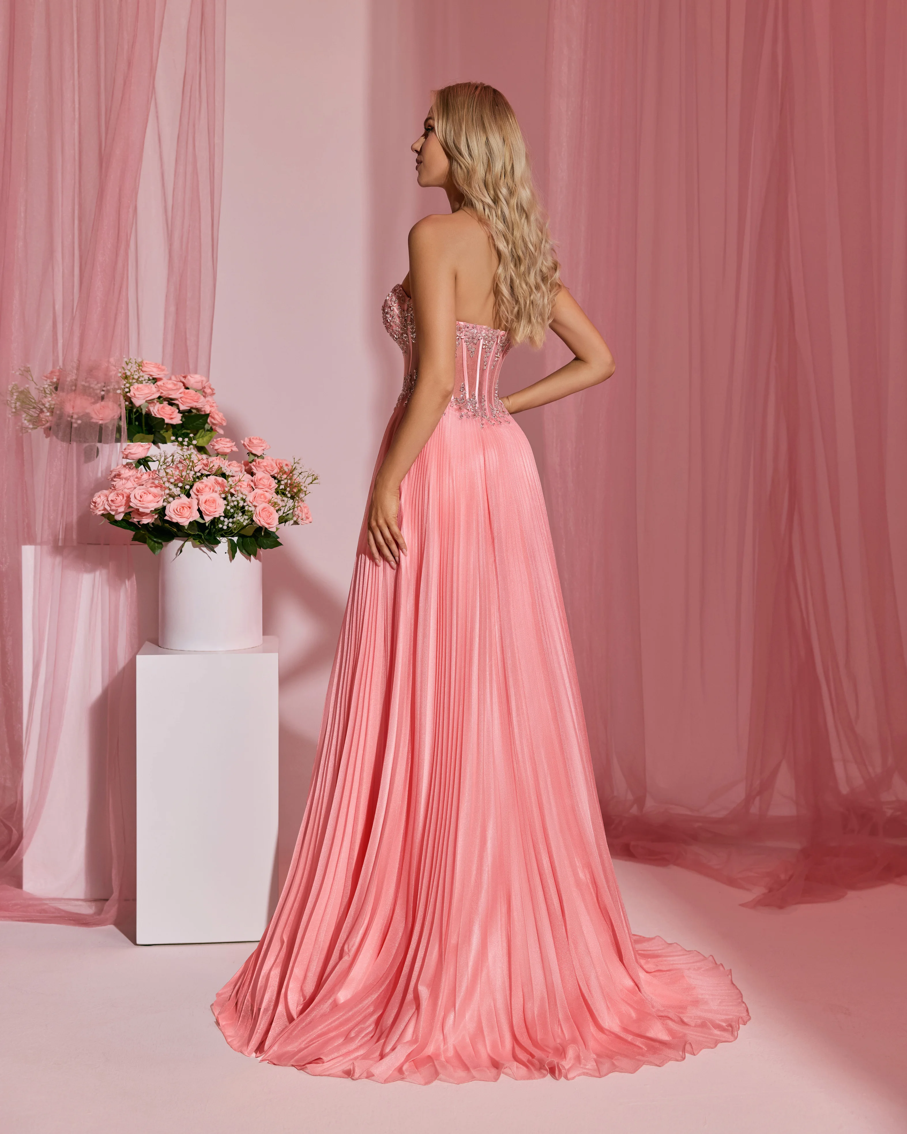 شاليمار تشانغ فساتين الوردي أزياء السيدات فستان سهرة مثير حسب الطلب