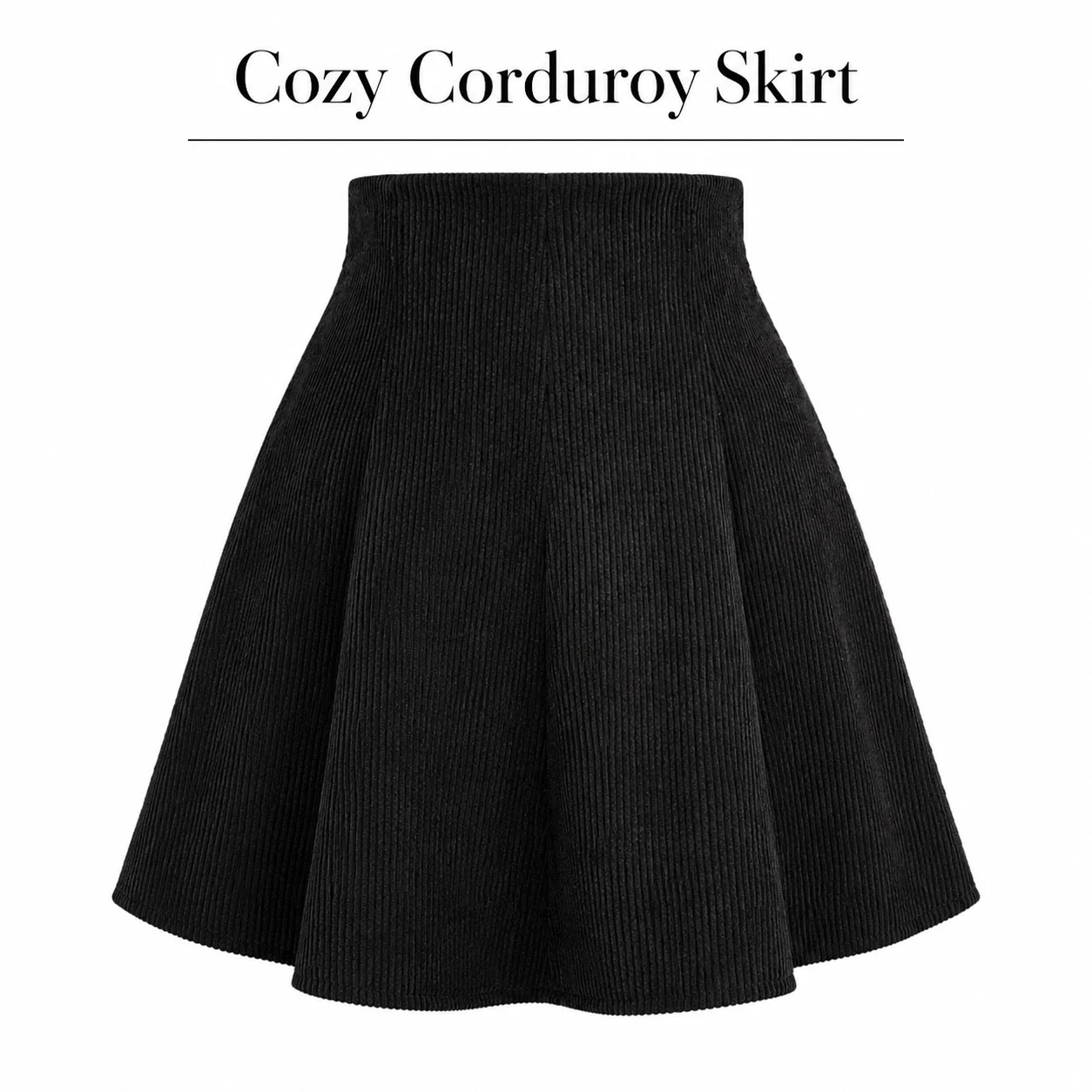 

Women Autumn Winter Corduroy Mini Skirt High Waist A Line Pleated Flared Skater Skirt Slim Fit Casual Short Skirt