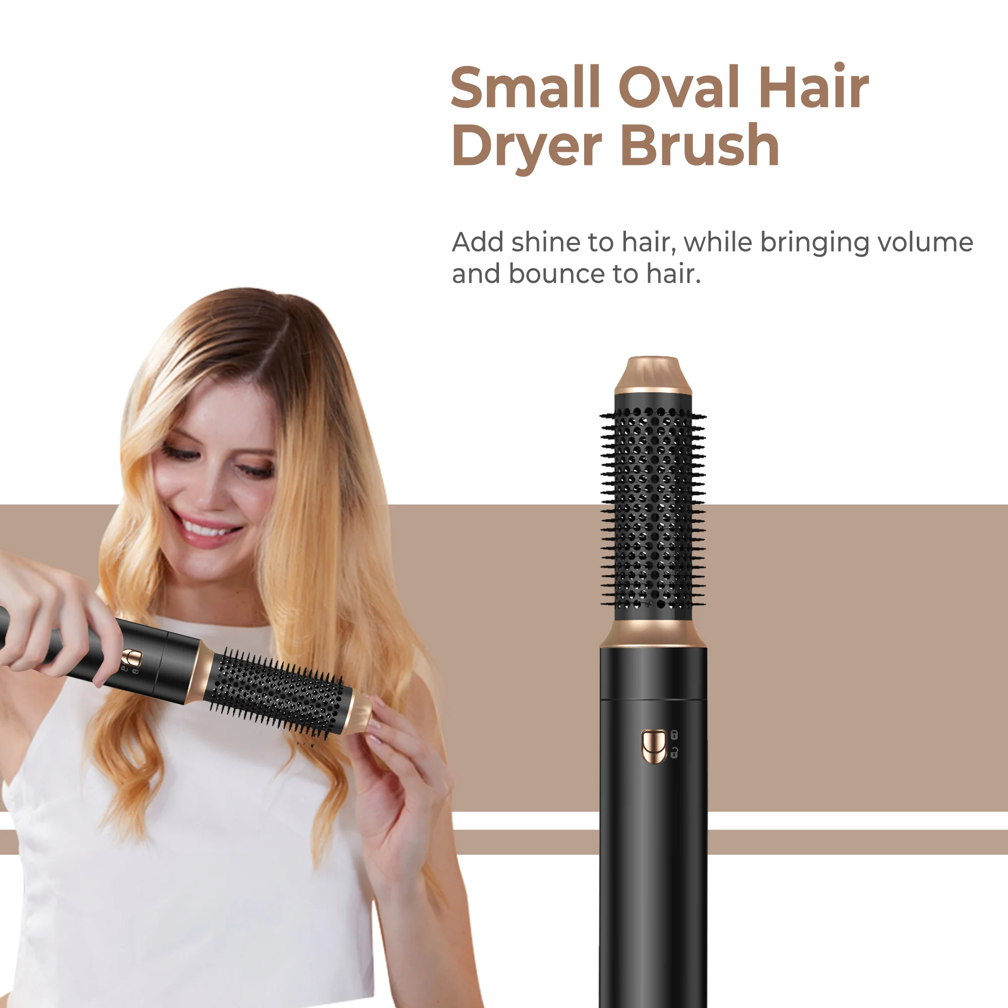 UKLISS 5 In 1 Hair Dryer Brush Electric Hot Air Straightener Multi Hair Styling Blowing Comb Rotating Curling Iron Set