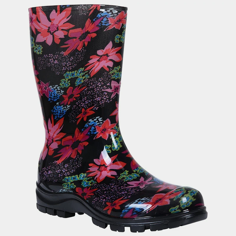 Asgard Summer Rain Boots For Women Fashion Printing Rubber Shoes Outdoor Waterproof Anti-Slip High-top Boots Soft Cozy Work Shoe