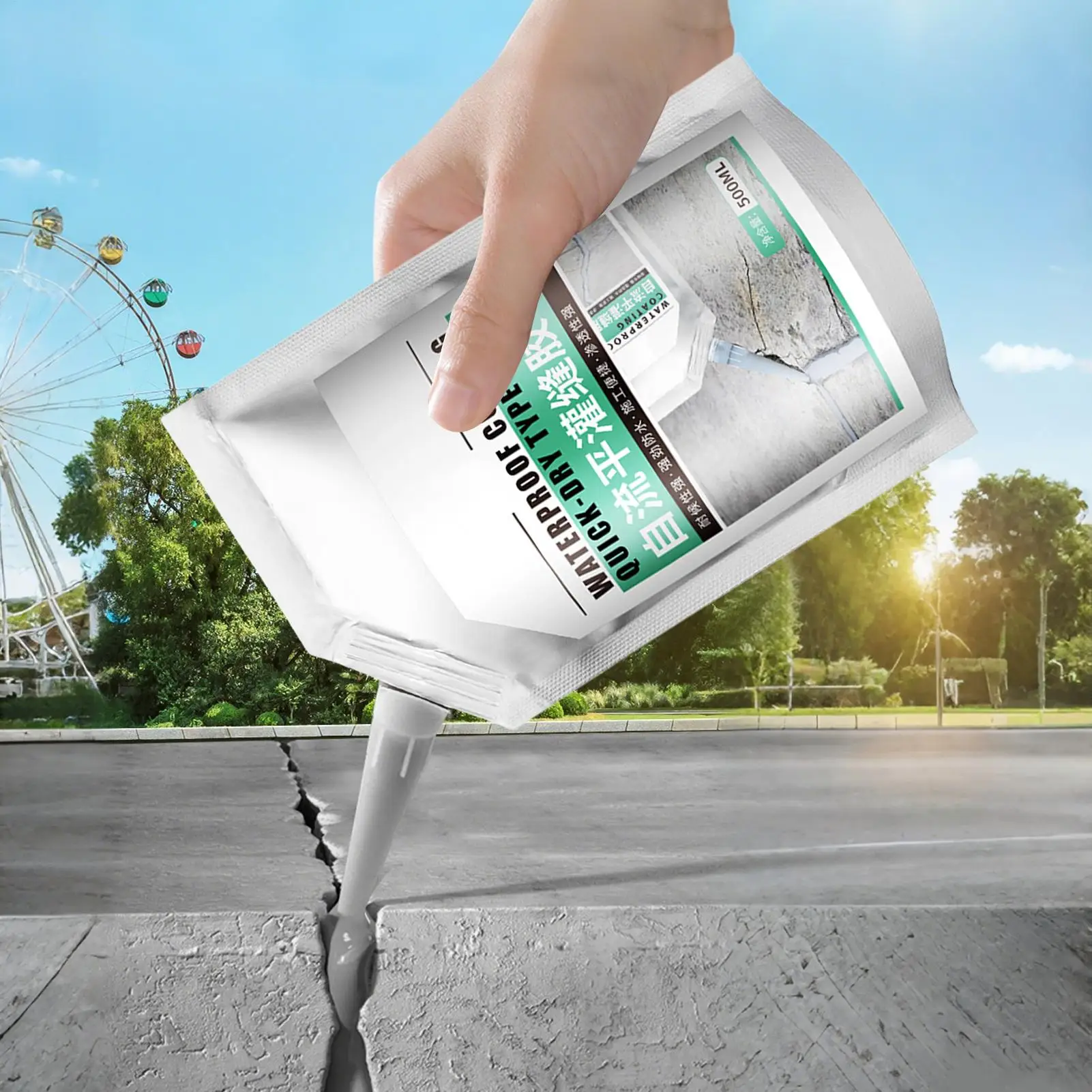 Concrete Crack Filler 500ml Quick-Drying Concrete Bonding Agent Wall Roof Floor Leak Sealing for Roof Exterior Wall