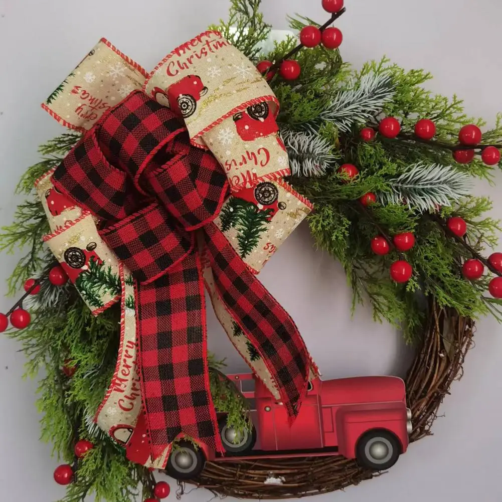 

Christmas Wreath with Bowknot Festive Wreath Decoration Festive Truck Christmas Wreath Reusable Indoor Outdoor Holiday