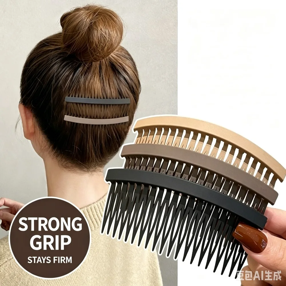 Large French Twist Hair Comb Clips Women Solid Color Teeth Side Hair Barrettes Anti Slip Broken Hair Fixing Fashion Accessories