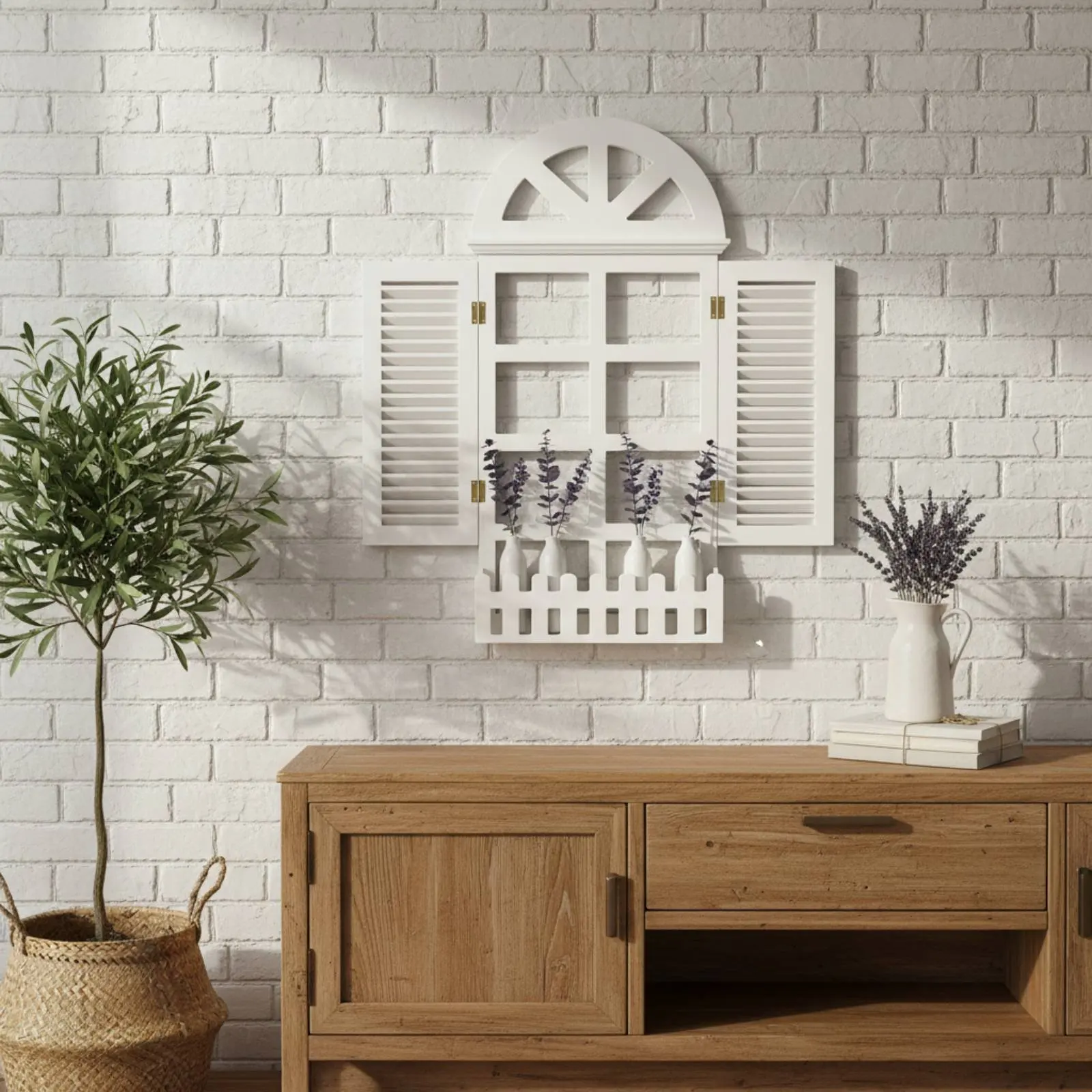 Faux Window Wall Hanging Flower Display Decorative Window Frame Home Decoration Vintage Inspired for Dining Room
